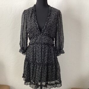 Mi Ami women’s black and white, medium size, long sleeved, ruffled dress